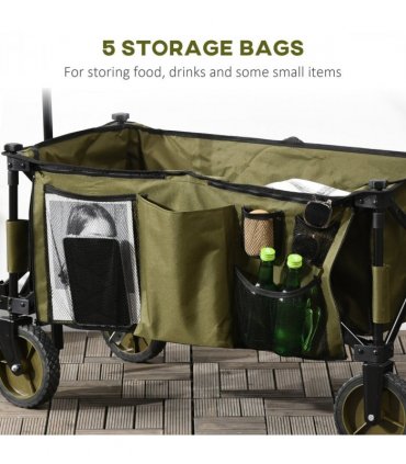 Folding Garden Trolley Collapsible Camping Trolley Steel with Folding Board