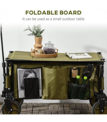 Folding Garden Trolley Collapsible Camping Trolley Steel with Folding Board