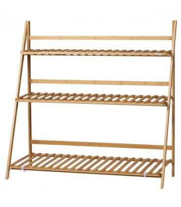 Bamboo Natural wood finish 98cmx37cmx96.5cm 3-Tier Folding Plant Stand