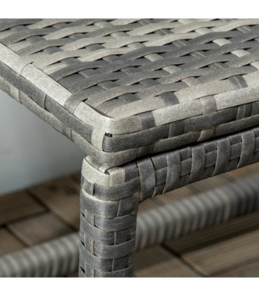 Outdoor Coffee Table w/ Plastic Board Under the Full Woven Table Top, Grey