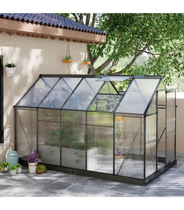 Polycarbonate Grey 190cm x 312cm x 201cm Walk-In Garden Greenhouse