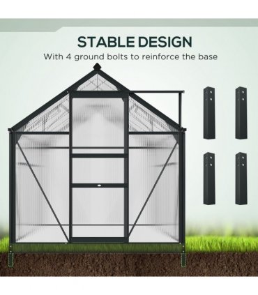 Polycarbonate Grey 190cm x 312cm x 201cm Walk-In Garden Greenhouse