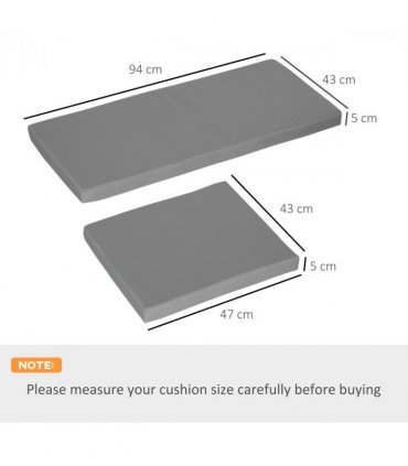 3 Piece Outdoor Cushion Pad Set for Garden Furniture Cushions, Dark Grey