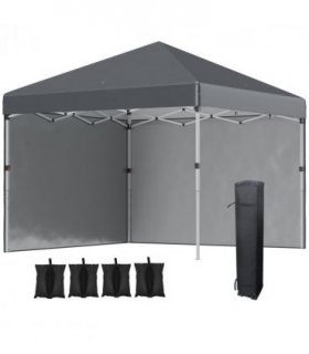 Gazebo 3x3M Dark Grey Pop Up Event Shelter 2 Sidewalls 274H x 297L x 297W cm