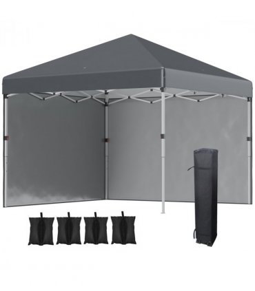 Gazebo 3x3M Dark Grey Pop Up Event Shelter 2 Sidewalls 274H x 297L x 297W cm