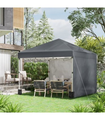 Gazebo 3x3M Dark Grey Pop Up Event Shelter 2 Sidewalls 274H x 297L x 297W cm