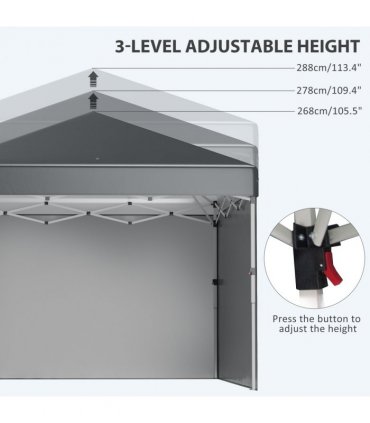 Gazebo 3x3M Dark Grey Pop Up Event Shelter 2 Sidewalls 274H x 297L x 297W cm
