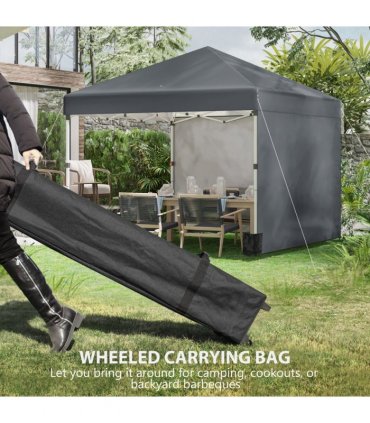 Gazebo 3x3M Dark Grey Pop Up Event Shelter 2 Sidewalls 274H x 297L x 297W cm