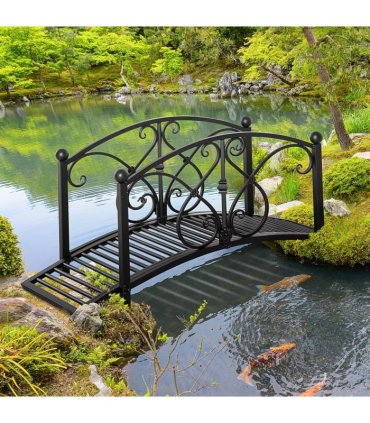 Decorative Garden Bridge Classic Footbridge w/ Safety Rails for Creek Stream