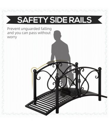Decorative Garden Bridge Classic Footbridge w/ Safety Rails for Creek Stream