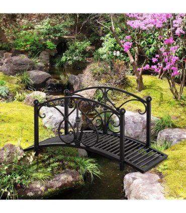 Decorative Garden Bridge Classic Footbridge w/ Safety Rails for Creek Stream