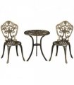 3 Piece Cast Aluminium Garden Bistro Set with Parasol Hole for Balcony, Patio