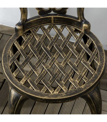 3 Piece Cast Aluminium Garden Bistro Set with Parasol Hole for Balcony, Patio