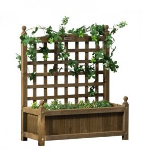 Garden Planter with Trellis for Climbing Vines Brown Wood 64 cm x 28 cm x 75 cm