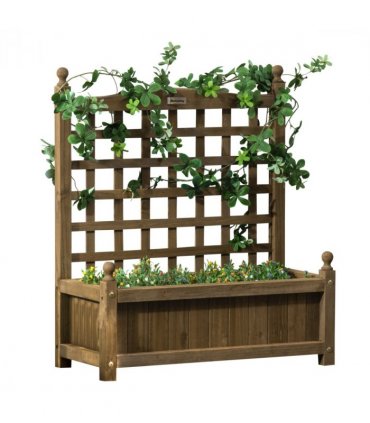 Garden Planter with Trellis for Climbing Vines Brown Wood 64 cm x 28 cm x 75 cm