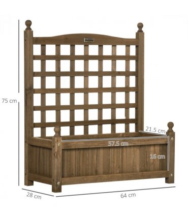 Garden Planter with Trellis for Climbing Vines Brown Wood 64 cm x 28 cm x 75 cm