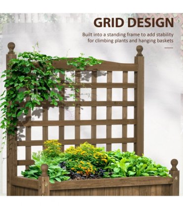 Garden Planter with Trellis for Climbing Vines Brown Wood 64 cm x 28 cm x 75 cm