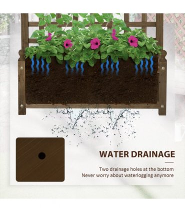 Garden Planter with Trellis for Climbing Vines Brown Wood 64 cm x 28 cm x 75 cm