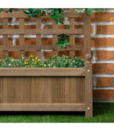 Garden Planter with Trellis for Climbing Vines Brown Wood 64 cm x 28 cm x 75 cm