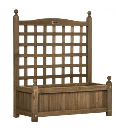 Garden Planter with Trellis for Climbing Vines Brown Wood 64 cm x 28 cm x 75 cm