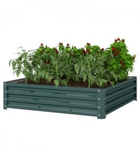Raised Garden Bed Grey Galvanised Steel 120cm x 120cm x 30cm Outdoor Planter Kit