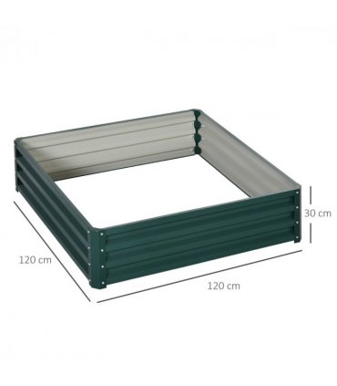 Raised Garden Bed Grey Galvanised Steel 120cm x 120cm x 30cm Outdoor Planter Kit