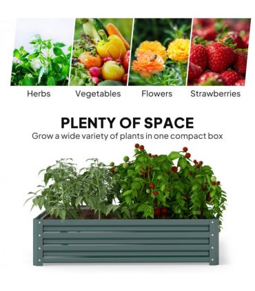 Raised Garden Bed Grey Galvanised Steel 120cm x 120cm x 30cm Outdoor Planter Kit