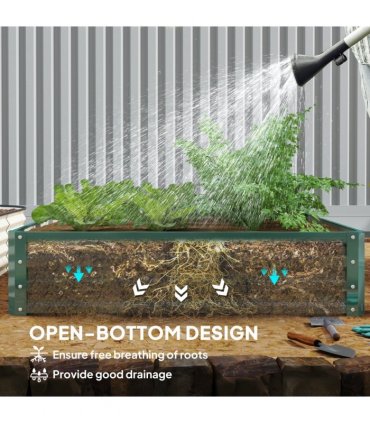 Raised Garden Bed Grey Galvanised Steel 120cm x 120cm x 30cm Outdoor Planter Kit