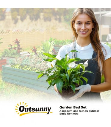 Raised Garden Bed Grey Galvanised Steel 120cm x 120cm x 30cm Outdoor Planter Kit