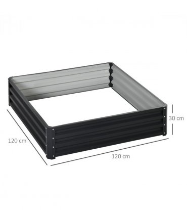 Raised Garden Bed Grey Galvanised Steel 120cm x 120cm x 30cm Outdoor Planter Kit