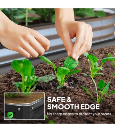 Raised Garden Bed Grey Galvanised Steel 120cm x 120cm x 30cm Outdoor Planter Kit
