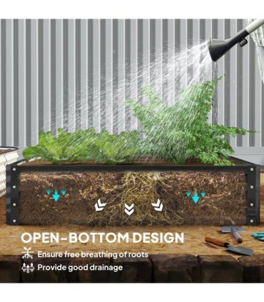 Raised Garden Bed Grey Galvanised Steel 120cm x 120cm x 30cm Outdoor Planter Kit