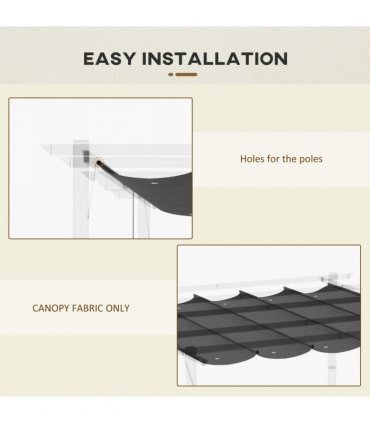Pergola Shade Cover for 3 x 3m Pergola, Replacement Canopy Fabric Only, Grey