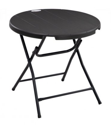 Garden Table Foldable Dark Grey HDPE Plastic Steel Frame 80cm x 80cm x 73cm