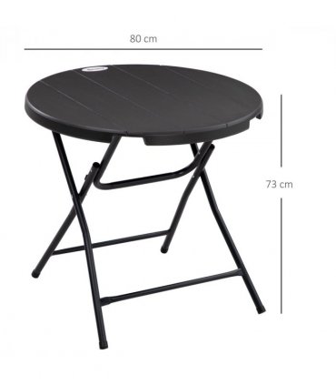 Garden Table Foldable Dark Grey HDPE Plastic Steel Frame 80cm x 80cm x 73cm