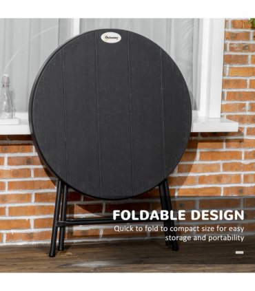 Garden Table Foldable Dark Grey HDPE Plastic Steel Frame 80cm x 80cm x 73cm