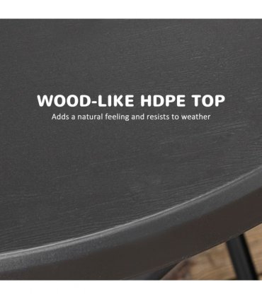 Garden Table Foldable Dark Grey HDPE Plastic Steel Frame 80cm x 80cm x 73cm