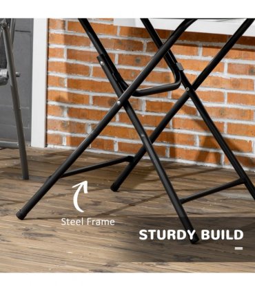 Garden Table Foldable Dark Grey HDPE Plastic Steel Frame 80cm x 80cm x 73cm