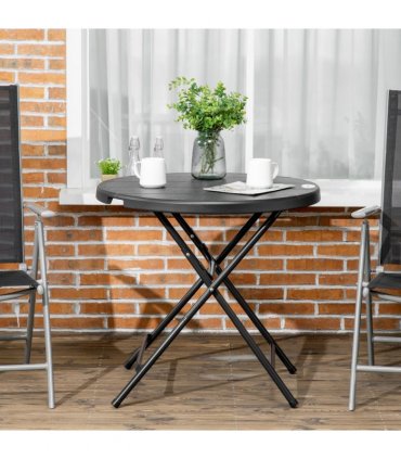 Garden Table Foldable Dark Grey HDPE Plastic Steel Frame 80cm x 80cm x 73cm