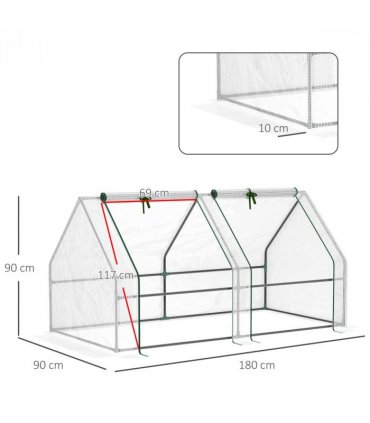 Greenhouse Poly tunnel Steel White 180L x 90W x 90Hcm Mini Small for Plants