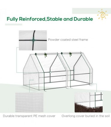 Greenhouse Poly tunnel Steel White 180L x 90W x 90Hcm Mini Small for Plants