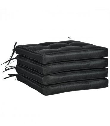 40 x 40cm Garden Seat Cushion with Ties Replacement Dining Chair Seat Pad, Black