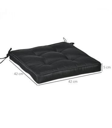 40 x 40cm Garden Seat Cushion with Ties Replacement Dining Chair Seat Pad, Black
