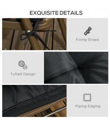 40 x 40cm Garden Seat Cushion with Ties Replacement Dining Chair Seat Pad, Black
