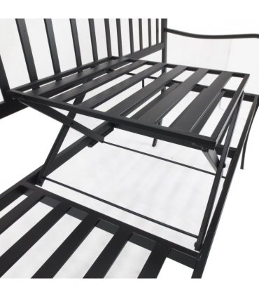 Outdoor Metal Frame 2 Seater Bench Patio Park Garden Seating Chair w/ Table