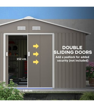 Garden Shed Storage Yard Store Door Metal Roof Tool Box Container 12.5ft x 11ft