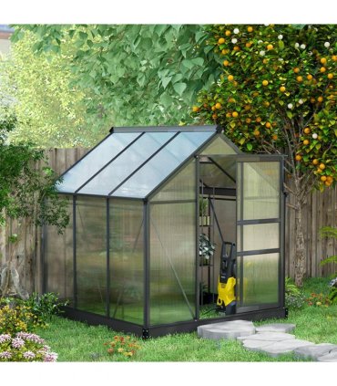 Greenhouse Polycarbonate Walk-In Aluminium Frame Slide Door 6x6ft