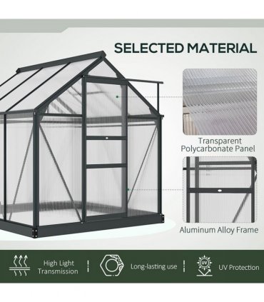 Greenhouse Polycarbonate Walk-In Aluminium Frame Slide Door 6x6ft