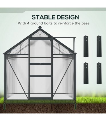 Greenhouse Polycarbonate Walk-In Aluminium Frame Slide Door 6x6ft