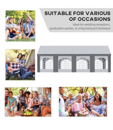 8 x 4m Party Tent, Marquee Gazebo with Sides, Eight Windows and Double Doors